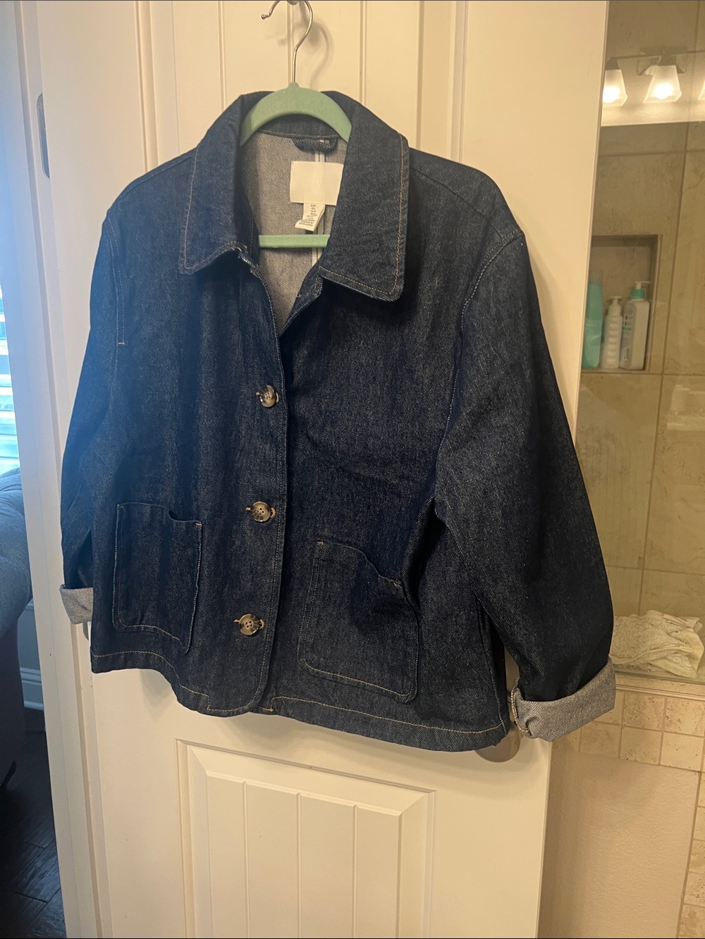 H and M Dark Blue Denim Workwear Jacket - Women